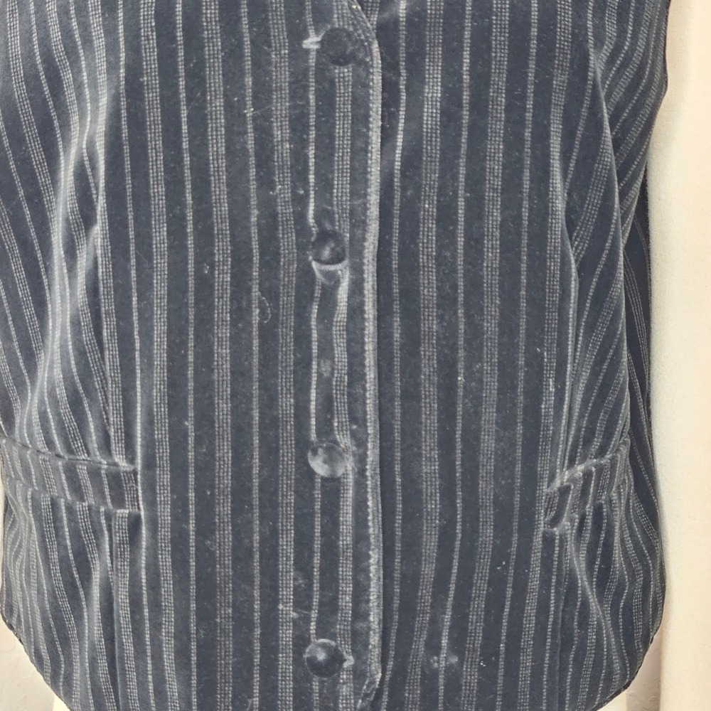 VTG Rafaella Black Velvet Pinstripe Vest Poinsettia Holiday Sequin Embellishment - Picture 2 of 8